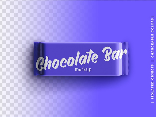 Mockup van snack snoep chocoladereep papier inwikkeling verpakking plat lag geïsoleerd