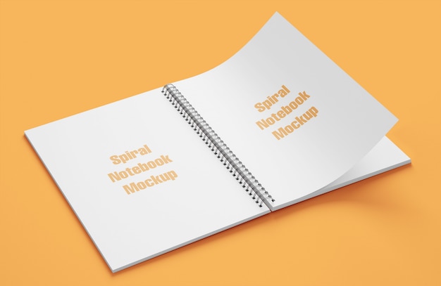 Mockup van spiraal notebook open