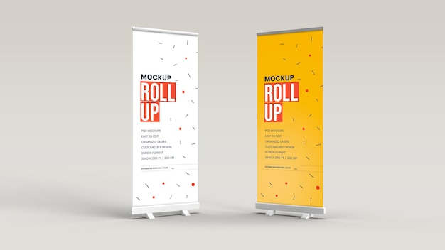 Mockup van staande banner en roll-up banner