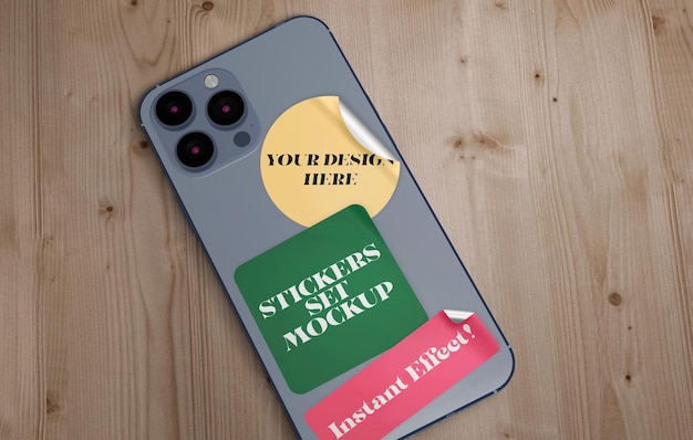 Mockup van stickers op een smartphone