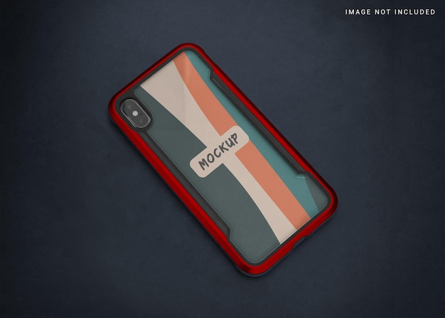 Mockup van transparant telefoonhoesje op donker oppervlak