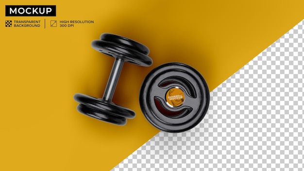 mockup van twee dumbbells met deksel bovenaan