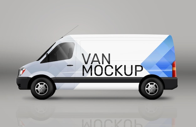 PSD mockup van vinyl op transportwagen