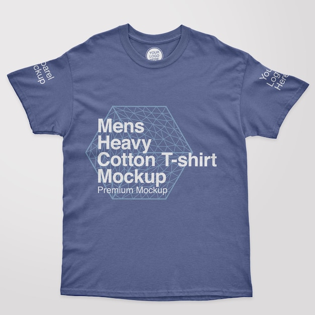 Mockup van zwaar katoenen T-shirt voor heren