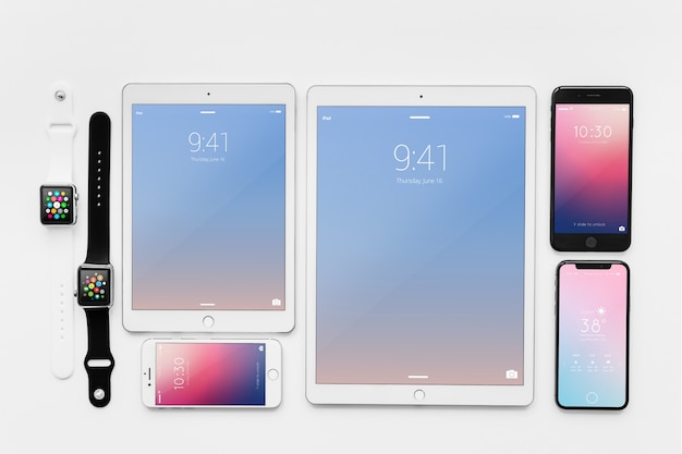 PSD mockup of various devices
