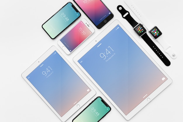 PSD mockup of various devices