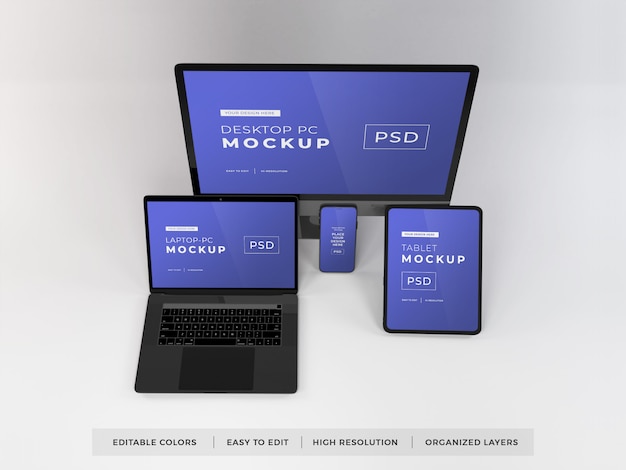 PSD mockup di vari dispositivi digitali