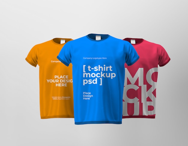 PSD mockup of various isolated t-shirts