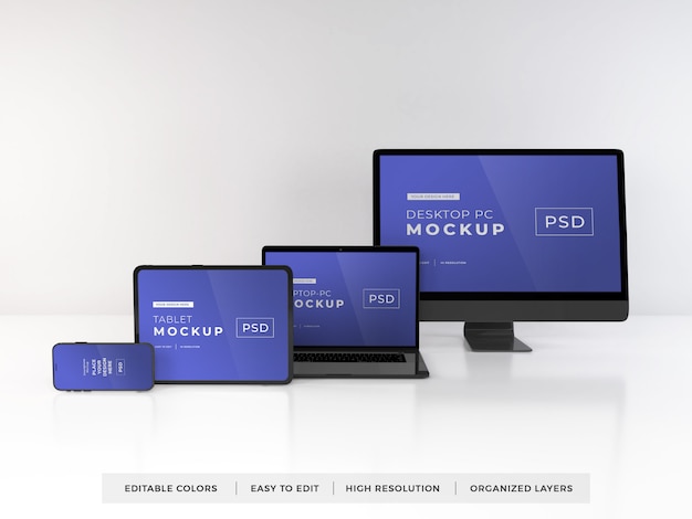 PSD mockup di vari dispositivi realistici