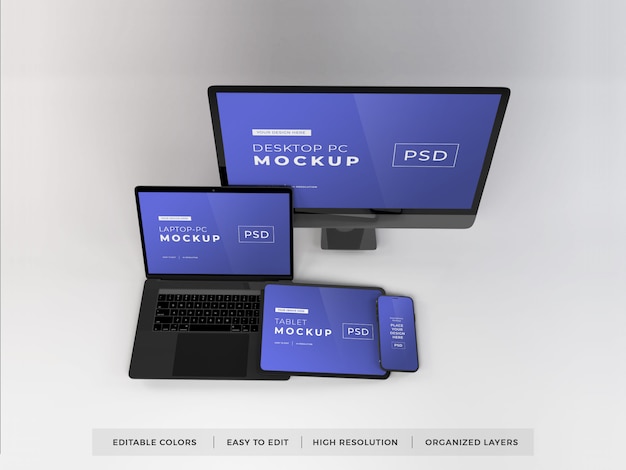 PSD mockup di vari dispositivi realistici