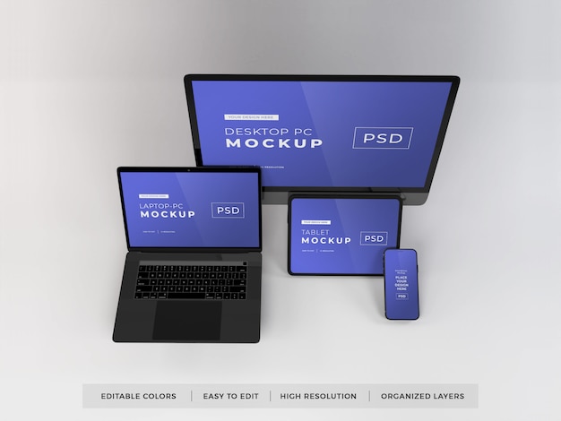 PSD mockup of various realistic devices