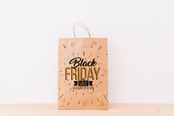 PSD mockup of various shopping bags for black friday