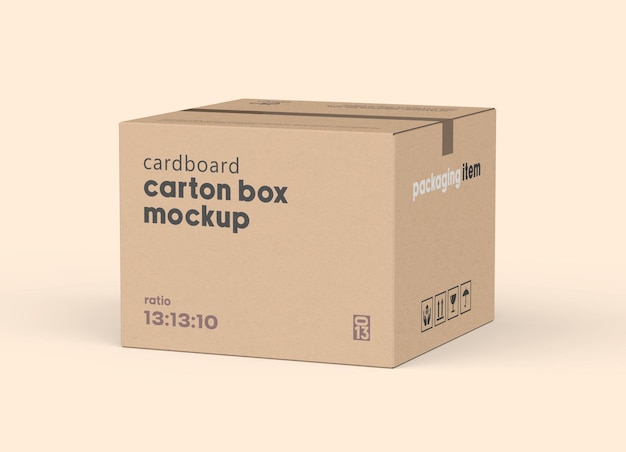 Mockup vierkante kartonnen doos, beeldverhouding 131310