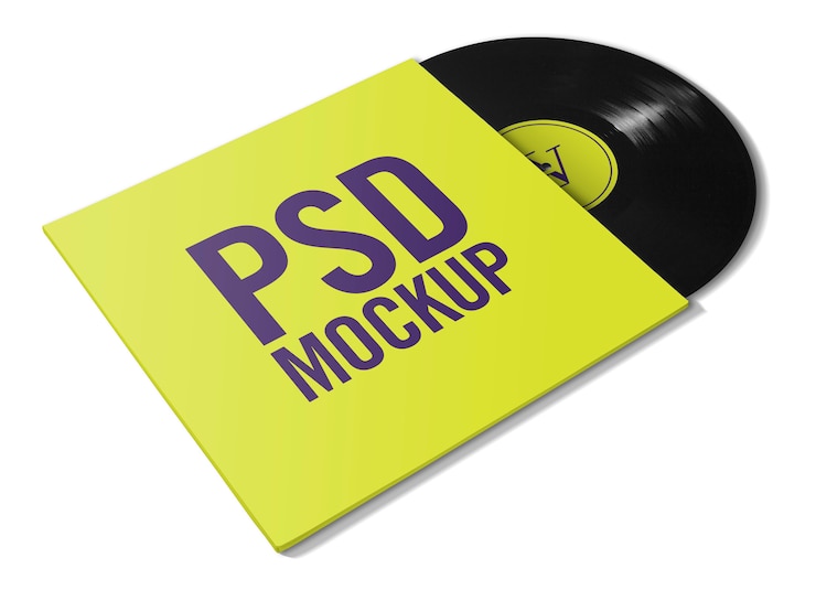 PSD mockup vinyl with cover 