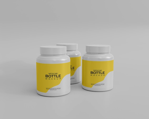 Mockup voor 3d-medicijnpot-supplement