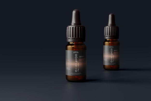 Mockup voor amberkleurige glazen druppelfles