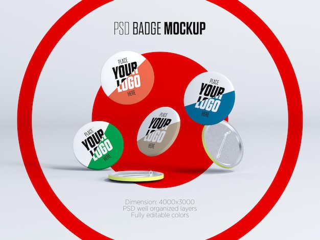 Mockup voor badges met speldknop