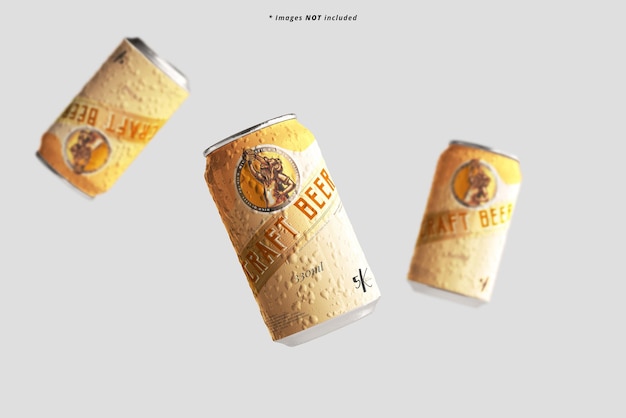 Mockup voor bierblikjes in standaardformaat met condensatie-effect