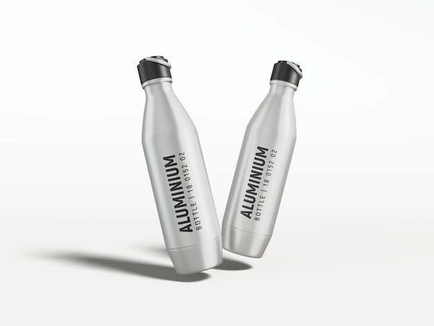 Mockup voor branding van metalen flessen met thermaal water