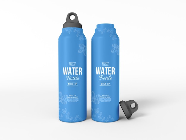 PSD mockup voor branding van metalen waterflessen