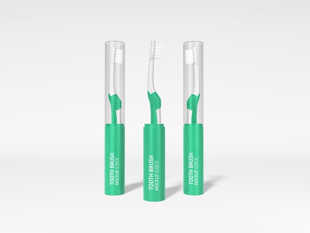 Mockup voor branding van plastic tandheelkundige tandenborstels