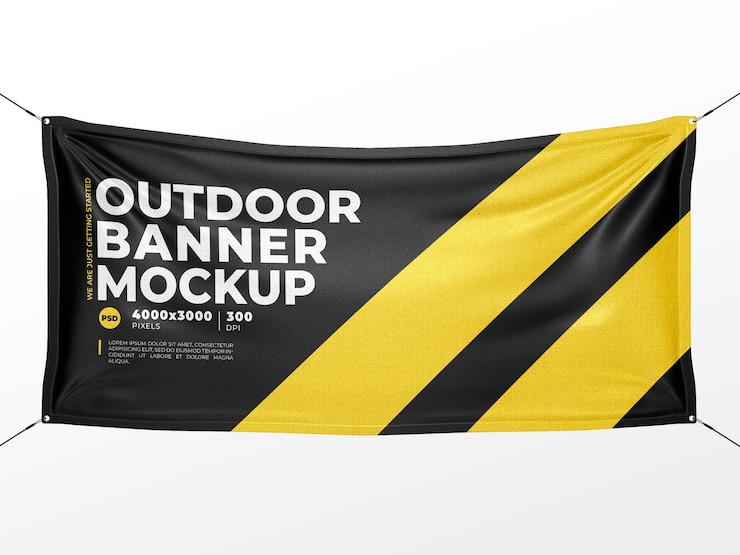 PSD mockup voor buiten textielbanners