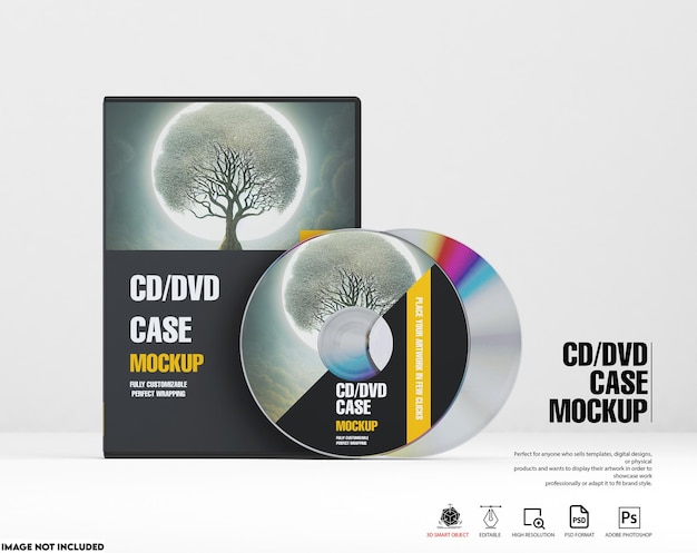 Mockup voor cd-dvd-doosje