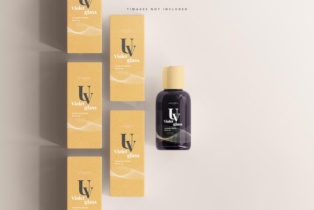 Mockup voor cosmetische flessen en dozen van UV-glas