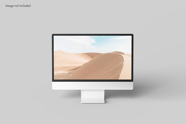 PSD mockup voor desktopscherm met vooraanzicht