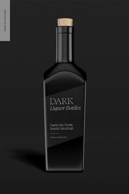 Mockup voor donkere gin tonic-flessen, vooraanzicht