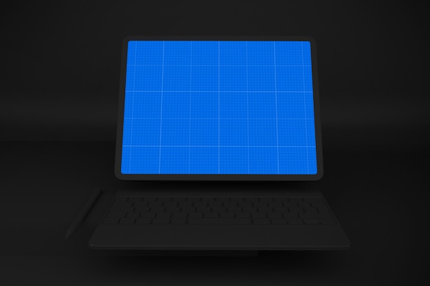 PSD mockup voor donkere tablet en toetsenbord