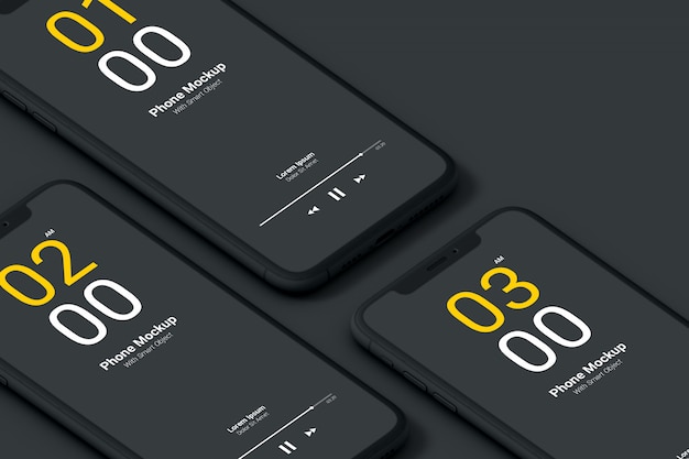 PSD mockup voor donkere telefoons