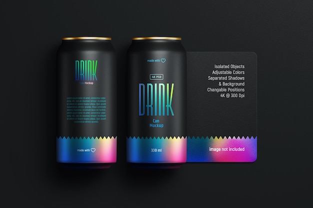 PSD mockup voor drankblikjes