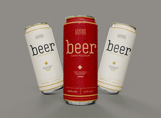 PSD mockup voor frisdrank of bierblikjes