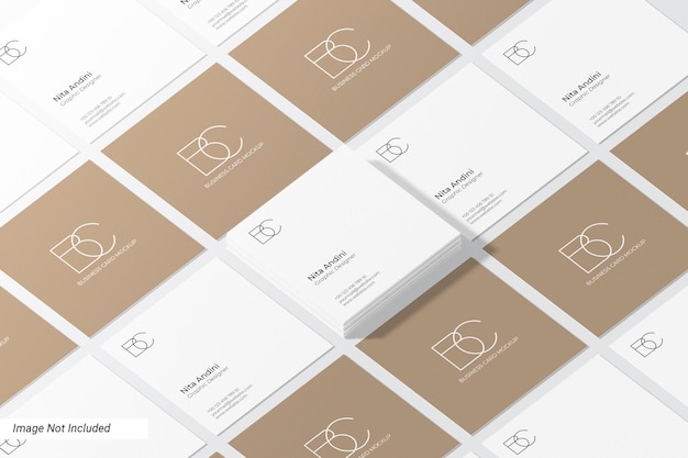 Mockup voor getextureerde vierkante visitekaartjes