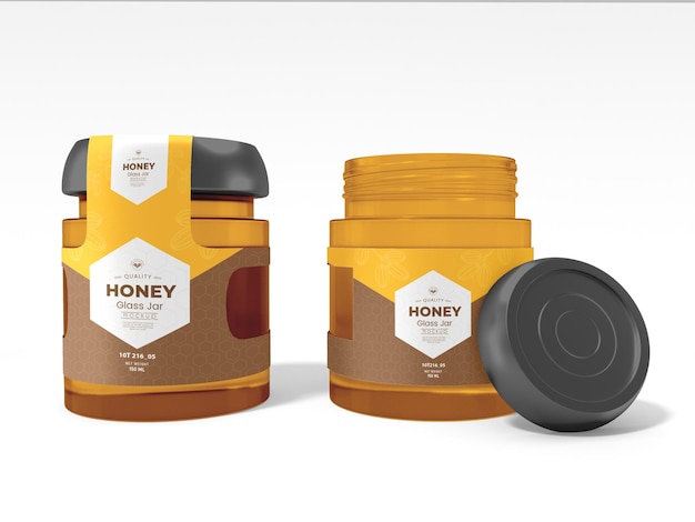 Mockup voor glazen honingpotverpakking