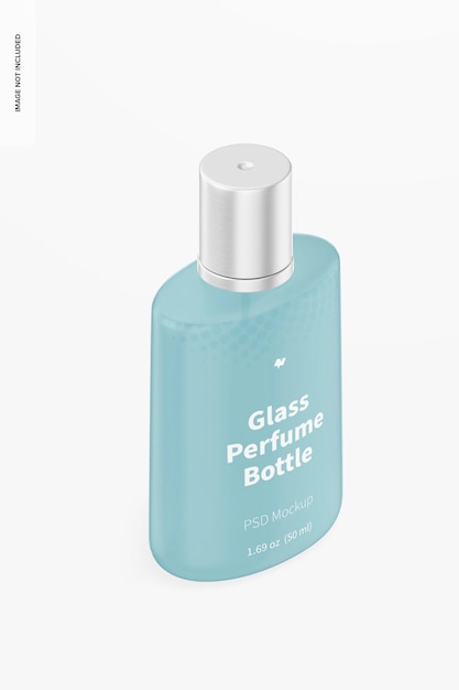 Mockup voor glazen parfumflesjes van 50 ml, isometrische weergave