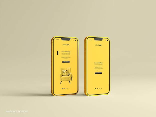 PSD mockup voor gouden mobiele telefooninterface