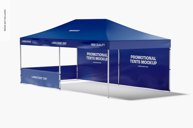 Mockup voor grote evenemententent, rechteraanzicht