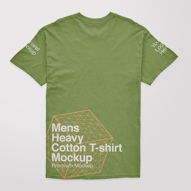 Mockup voor heren met zwaar katoenen rug T-shirt