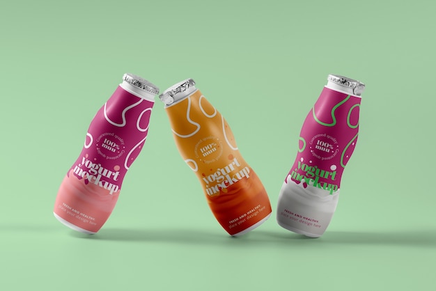 PSD mockup voor het drinken van yoghurtverpakkingen