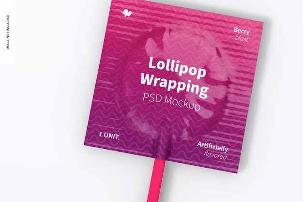 Mockup voor het inpakken van lolly's, close-up