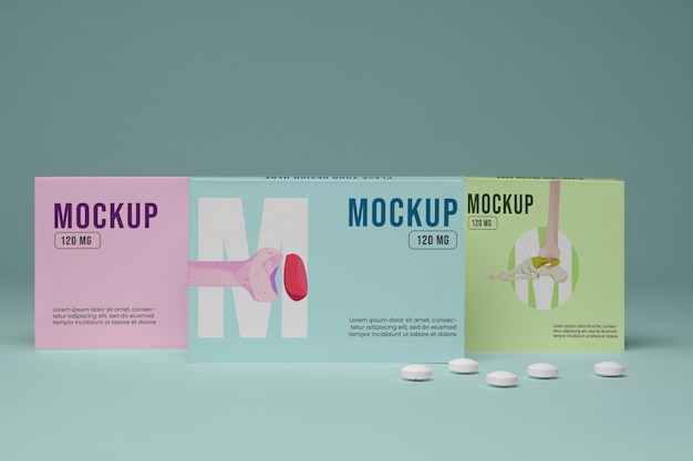 PSD mockup voor het ontwerpen van farmaceutische verpakkingen