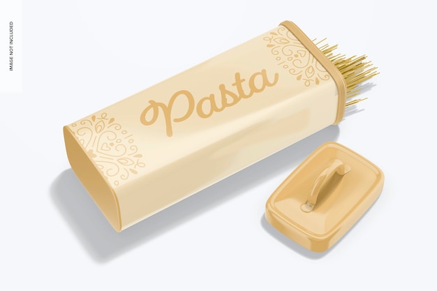 Mockup voor hoge pasta-opslagcontainer, gevallen