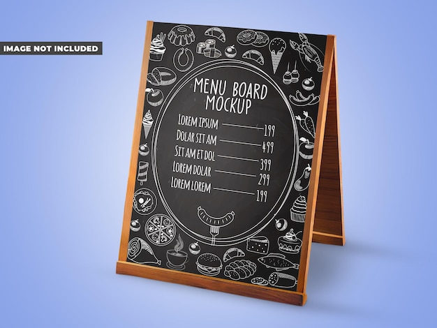 Mockup voor houten bordmenu's