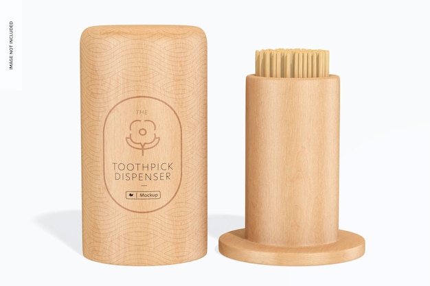 Mockup voor houten tandenstokerdispenser, geopend