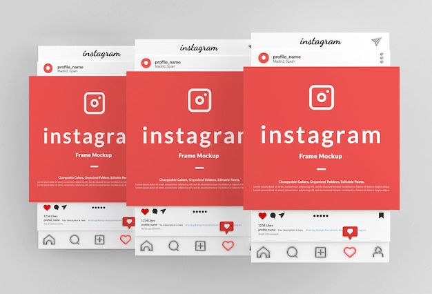 PSD mockup voor instagram-postframe-interface