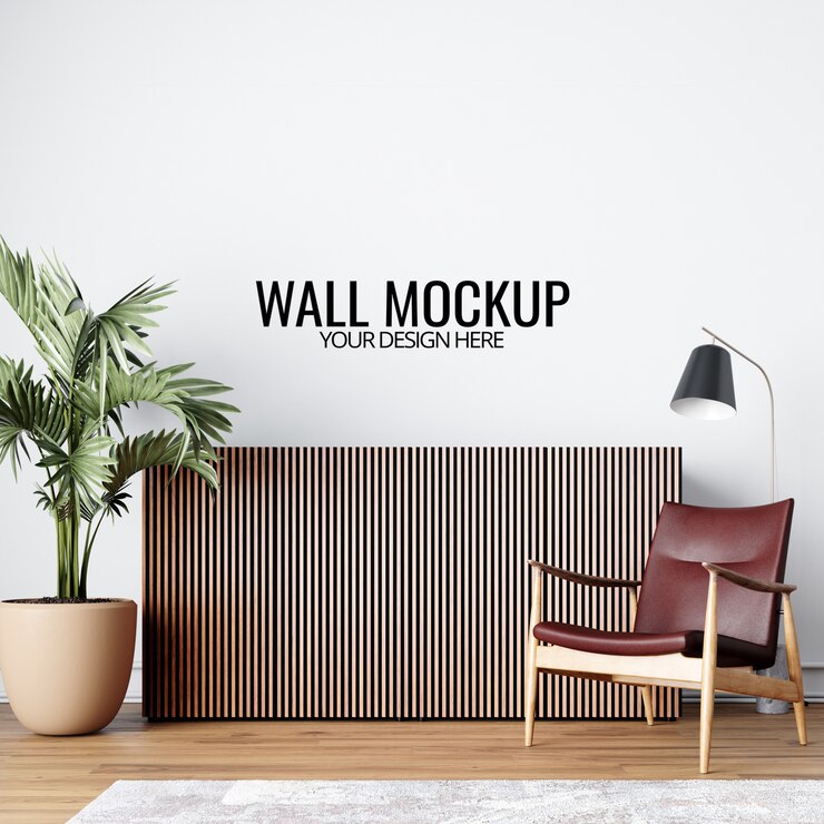 PSD mockup voor interieurbehang