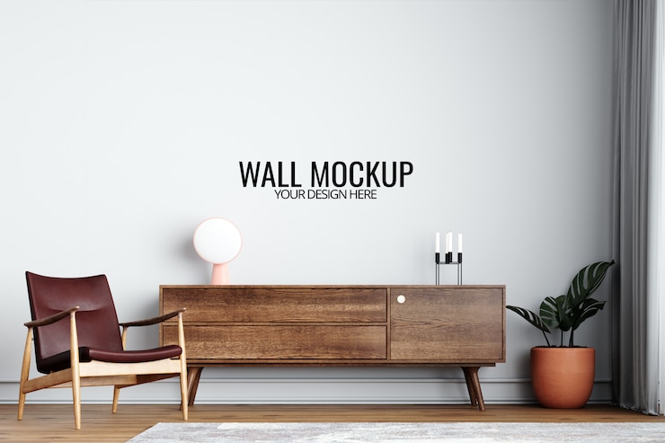 PSD mockup voor interieurbehang