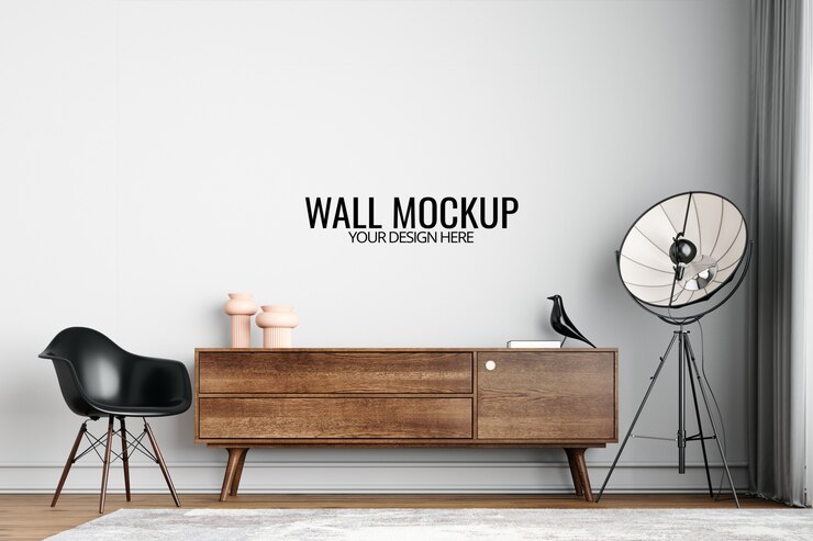 PSD mockup voor interieurbehang